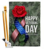 Happy Veterans Day - Military Americana Vertical Impressions Decorative Flags HG192332 Made In USA