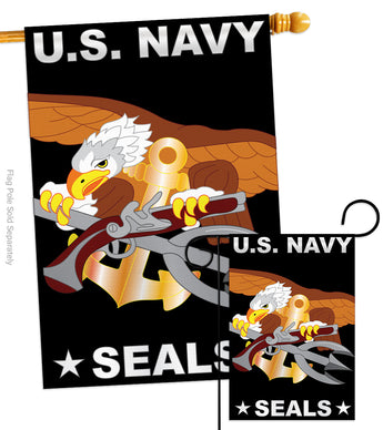 U.S. Navy Seal - Military Americana Vertical Applique Decorative Flags HG108051