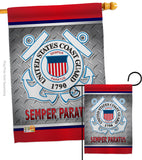 Semper Paratus US Coast Guard - Military Americana Vertical Impressions Decorative Flags HG108419 Made In USA