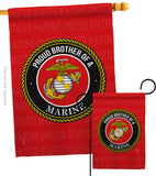 Proud Brother Marines - Military Americana Vertical Impressions Decorative Flags HG108500 Made In USA