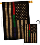 Thin Blue Green Red Line - Military Americana Vertical Impressions Decorative Flags HG137431 Made In USA