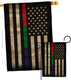 Thin Blue Green Red Line - Military Americana Vertical Impressions Decorative Flags HG137431 Made In USA