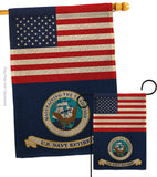 US Retired Navy - Military Americana Vertical Impressions Decorative Flags HG140746 Made In USA