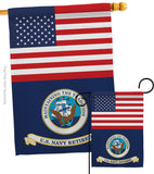 US Retired Navy - Military Americana Vertical Impressions Decorative Flags HG140746 Made In USA