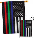 US Thin Blue Green Red Line - Military Americana Vertical Impressions Decorative Flags HG140913 Made In USA