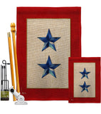 2 Blue Stars - Military Americana Vertical Impressions Decorative Flags HG141085 Made In USA