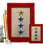 Gold & Three Blue Stars - Military Americana Vertical Impressions Decorative Flags HG141088 Made In USA