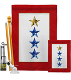 Gold & Three Blue Stars - Military Americana Vertical Impressions Decorative Flags HG141088 Made In USA