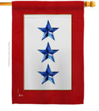 Three Blue Stars - Military Americana Vertical Impressions Decorative Flags HG141087 Made In USA