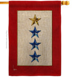 Gold & Three Blue Stars - Military Americana Vertical Impressions Decorative Flags HG141088 Made In USA