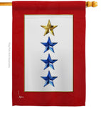 Gold & Three Blue Stars - Military Americana Vertical Impressions Decorative Flags HG141088 Made In USA