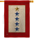 Gold & Four Blue Stars - Military Americana Vertical Impressions Decorative Flags HG141090 Made In USA