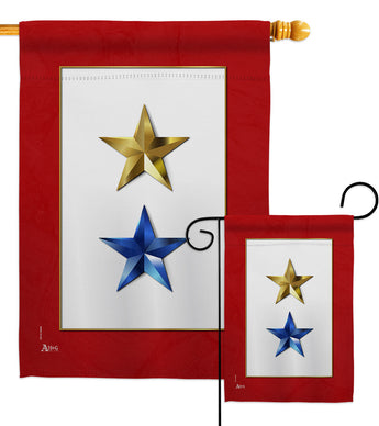 Gold & Blue Stars - Military Americana Vertical Impressions Decorative Flags HG141084 Made In USA