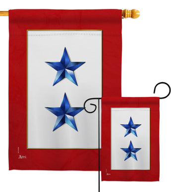 2 Blue Stars - Military Americana Vertical Impressions Decorative Flags HG141085 Made In USA