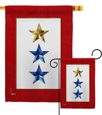 Gold & Two Blue Stars - Military Americana Vertical Impressions Decorative Flags HG141086 Made In USA