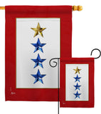 Gold & Three Blue Stars - Military Americana Vertical Impressions Decorative Flags HG141088 Made In USA