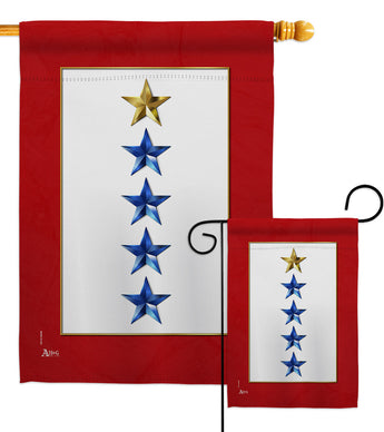 Gold & Four Blue Stars - Military Americana Vertical Impressions Decorative Flags HG141090 Made In USA