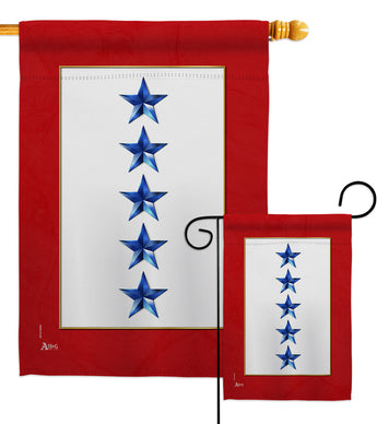 Five Blue Stars - Military Americana Vertical Impressions Decorative Flags HG141091 Made In USA