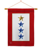 Gold & Three Blue Stars - Military Americana Vertical Impressions Decorative Flags HG141088 Made In USA