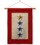 Gold & Three Blue Stars - Military Americana Vertical Impressions Decorative Flags HG141088 Made In USA