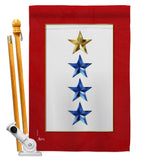 Gold & Three Blue Stars - Military Americana Vertical Impressions Decorative Flags HG141088 Made In USA