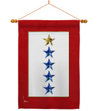 Gold & Four Blue Stars - Military Americana Vertical Impressions Decorative Flags HG141090 Made In USA