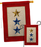 Gold & Two Blue Stars - Military Americana Vertical Impressions Decorative Flags HG141086 Made In USA