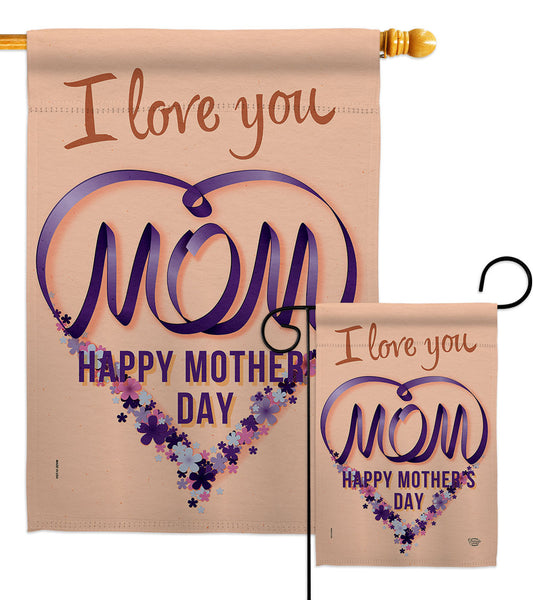 Love My Mom - Mothers Day Summer Vertical Impressions Decorative Flags HG190088 Made In USA