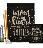 Mom is the Heart - Mother's Day Summer Vertical Impressions Decorative Flags HG192337 Made In USA