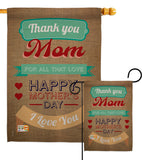 Thanks Mom - Mother's Day Summer Vertical Impressions Decorative Flags HG115099 Made In USA