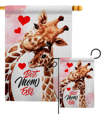 Mommy Giraffe - Mother's Day Summer Vertical Impressions Decorative Flags HG137478 Made In USA