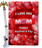 Love You Mom - Mother's Day Summer Vertical Impressions Decorative Flags HG192447 Made In USA