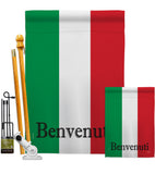 Italy Benvenuti - Nationality Flags of the World Vertical Impressions Decorative Flags HG108435 Made In USA