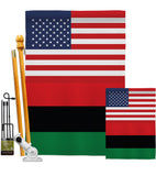 African American US Friendship - Nationality Flags of the World Vertical Impressions Decorative Flags HG140270 Made In USA