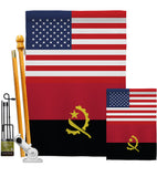 Angola US Friendship - Nationality Flags of the World Vertical Impressions Decorative Flags HG140276 Made In USA