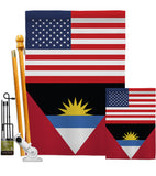 Antigua & Barbuda US Friendship - Nationality Flags of the World Vertical Impressions Decorative Flags HG140278 Made In USA