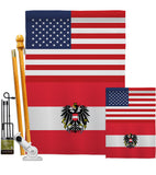 Austria w/Eagle US Friendship - Nationality Flags of the World Vertical Impressions Decorative Flags HG140285 Made In USA