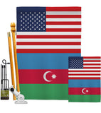 Azerbaijan US Friendship - Nationality Flags of the World Vertical Impressions Decorative Flags HG140287 Made In USA