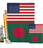 Bangladesh US Friendship - Nationality Flags of the World Vertical Impressions Decorative Flags HG140291 Made In USA