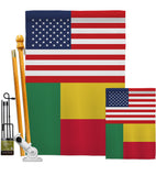 Benin US Friendship - Nationality Flags of the World Vertical Impressions Decorative Flags HG140298 Made In USA