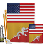 Bhutan US Friendship - Nationality Flags of the World Vertical Impressions Decorative Flags HG140300 Made In USA