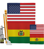 Bolivia US Friendship - Nationality Flags of the World Vertical Impressions Decorative Flags HG140308 Made In USA
