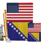 Bosnia-Herzegovina US Friendship - Nationality Flags of the World Vertical Impressions Decorative Flags HG140310 Made In USA