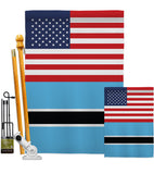 Botswana US Friendship - Nationality Flags of the World Vertical Impressions Decorative Flags HG140311 Made In USA