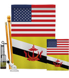 Brunei US Friendship - Nationality Flags of the World Vertical Impressions Decorative Flags HG140322 Made In USA