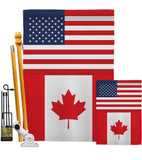 Canada US Friendship - Nationality Flags of the World Vertical Impressions Decorative Flags HG140329 Made In USA