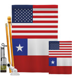 Chile US Friendship - Nationality Flags of the World Vertical Impressions Decorative Flags HG140335 Made In USA