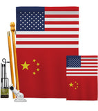 China US Friendship - Nationality Flags of the World Vertical Impressions Decorative Flags HG140336 Made In USA