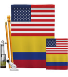 Colombia US Friendship - Nationality Flags of the World Vertical Impressions Decorative Flags HG140339 Made In USA