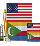 Comoros US Friendship - Nationality Flags of the World Vertical Impressions Decorative Flags HG140340 Made In USA